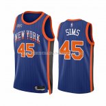Maillot New York Knicks Jericho Sims NO 45 Ville 2023-24 Bleu