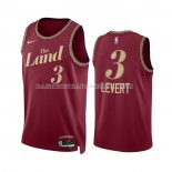 Maillot Cleveland Cavaliers Caris Levert NO 3 Ville 2023-24 Rouge