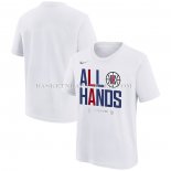 Maillot Manche Courte Los Angeles Clippers 2024 NBA Playoffs Mantra Blanc