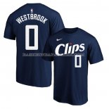 Maillot Manche Courte Los Angeles Clippers Russell Westbrook Ville 2023-24 Bleu