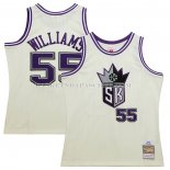 Maillot Sacramento Kings Jason Williams NO 55 Mitchell & Ness Chainstitch Creme