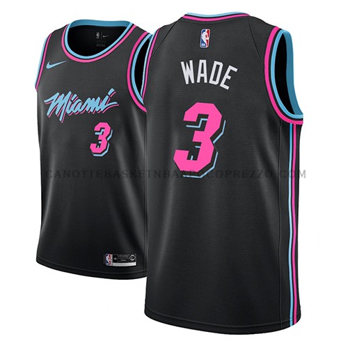 Maillot de basket nba Miami Heat Dwyane Wade Ciudad 2018-19 Noir pas ...